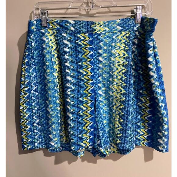 Vince Camuto Blue & Green Abstract Print Pull-On Shorts - Picture 1 of 5